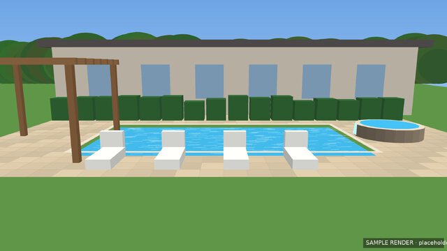 Photo Mode: the patio and pool at midday
