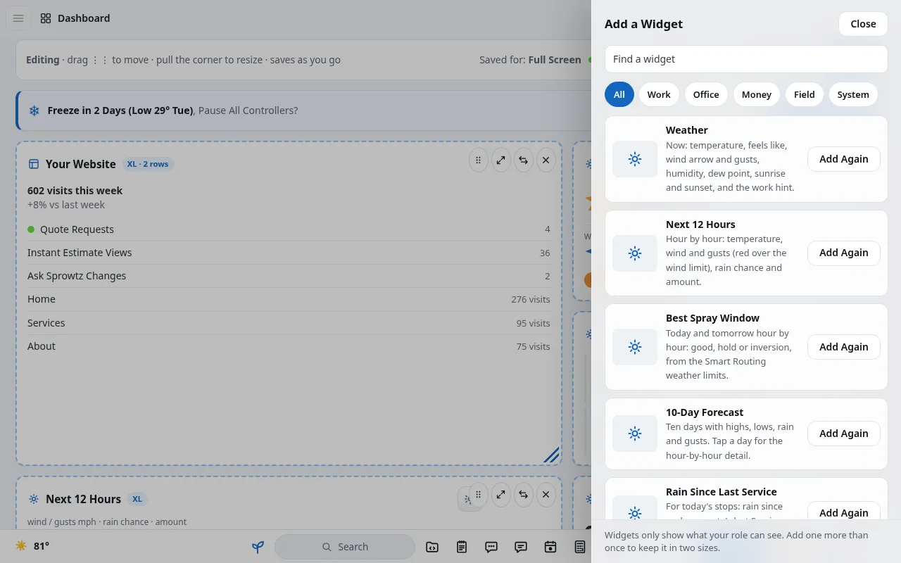Adding a card in Widget mode (Demo company)
